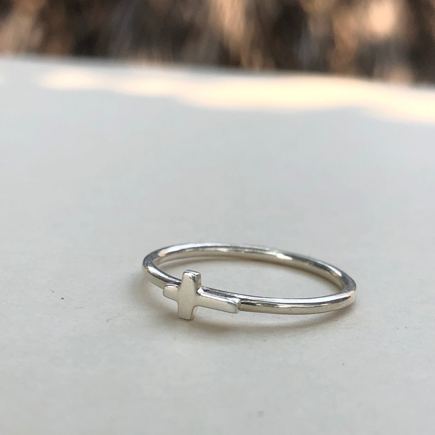 Dainty Silver Cross Ring