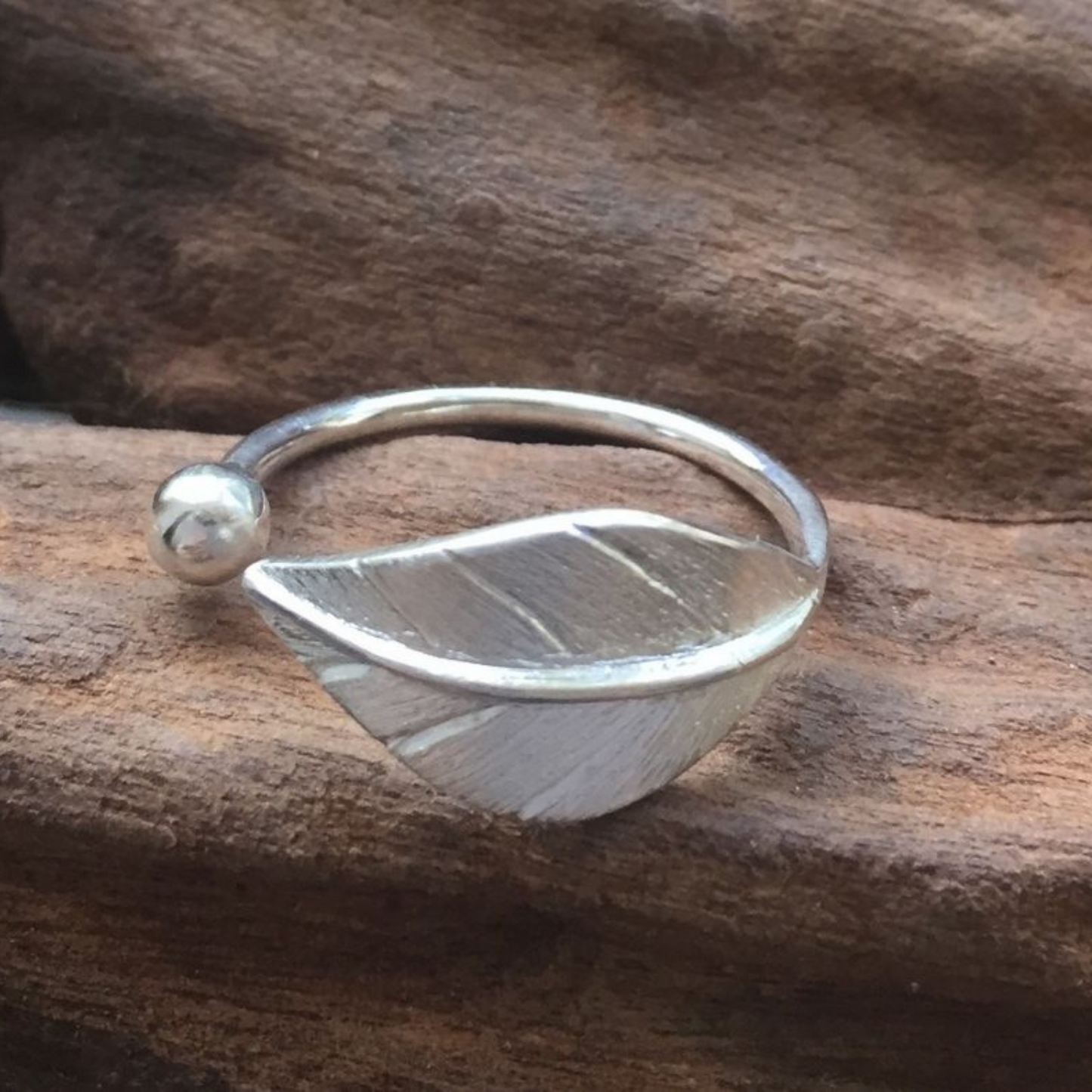 Sterling Silver Leaf Cuff Ring