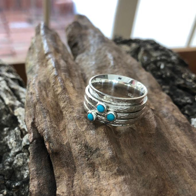 Triple Birthstone Spinner Ring