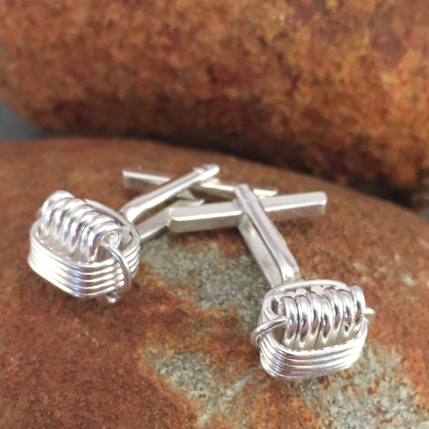 Sterling Silver Elephant Knot Cufflinks Based on the Ancient African Elephant Knot Bangle