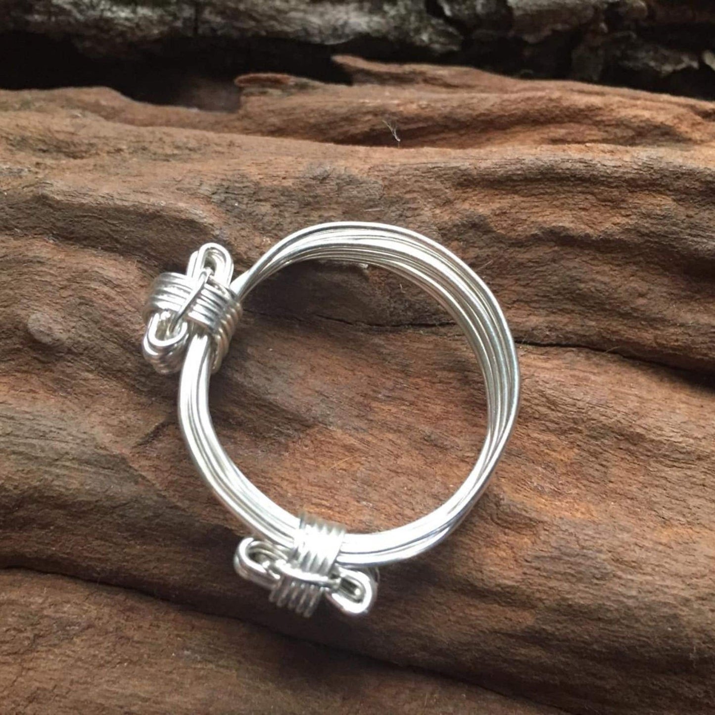 Two Knot Elephant Hair Bangle Inspired Sterling Silver Ring