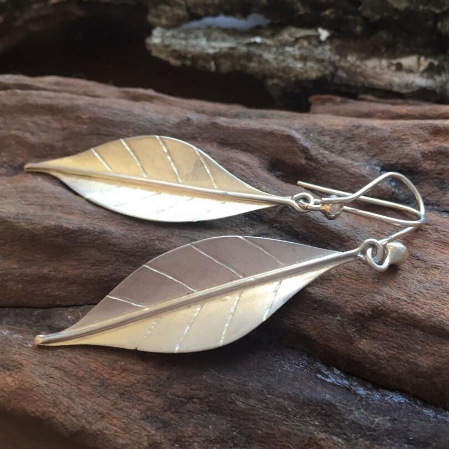 Sterling Silver Leaf Earrings with French Hook