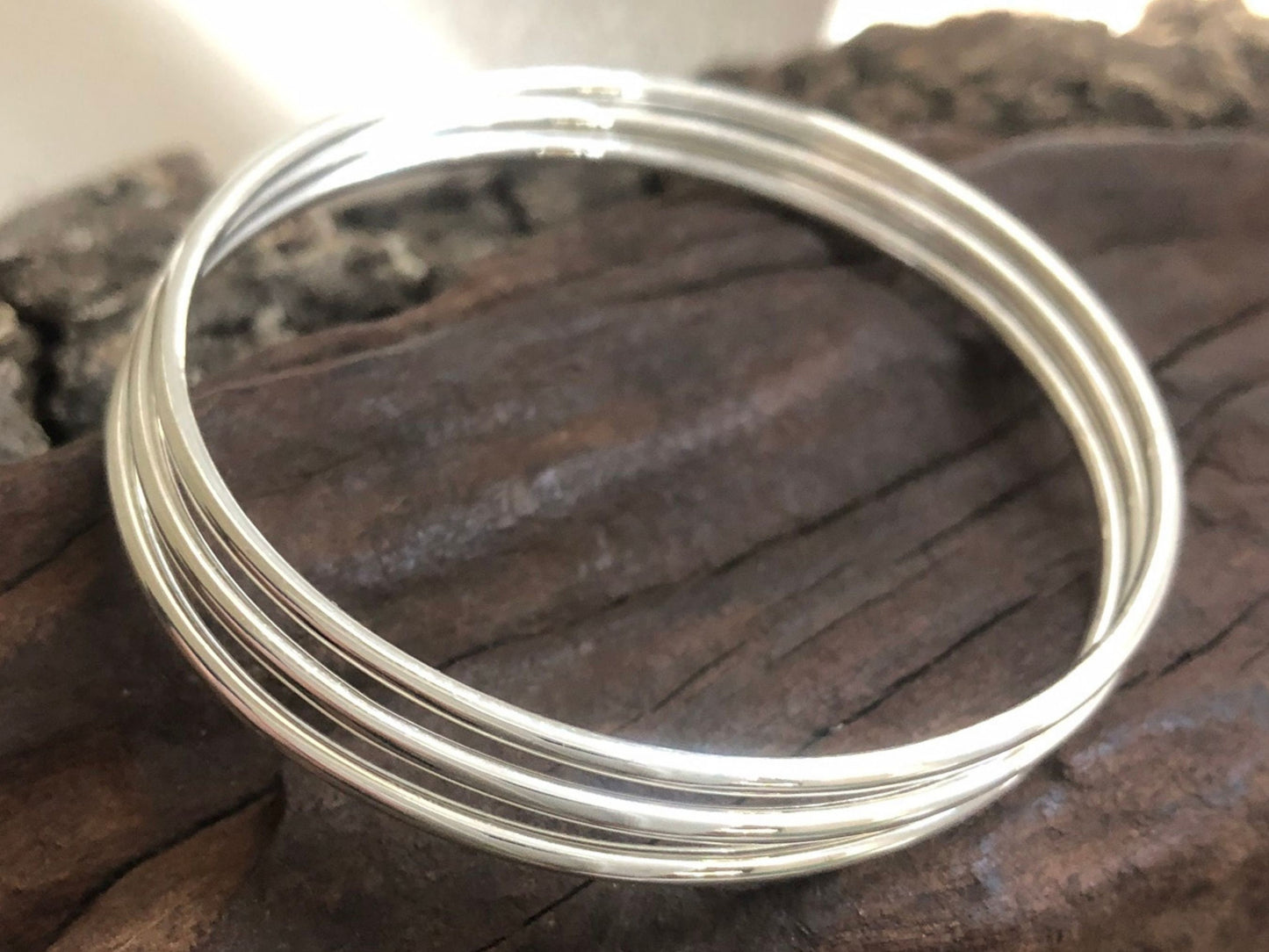 Minimalist Sterling Silver African Bangle Set