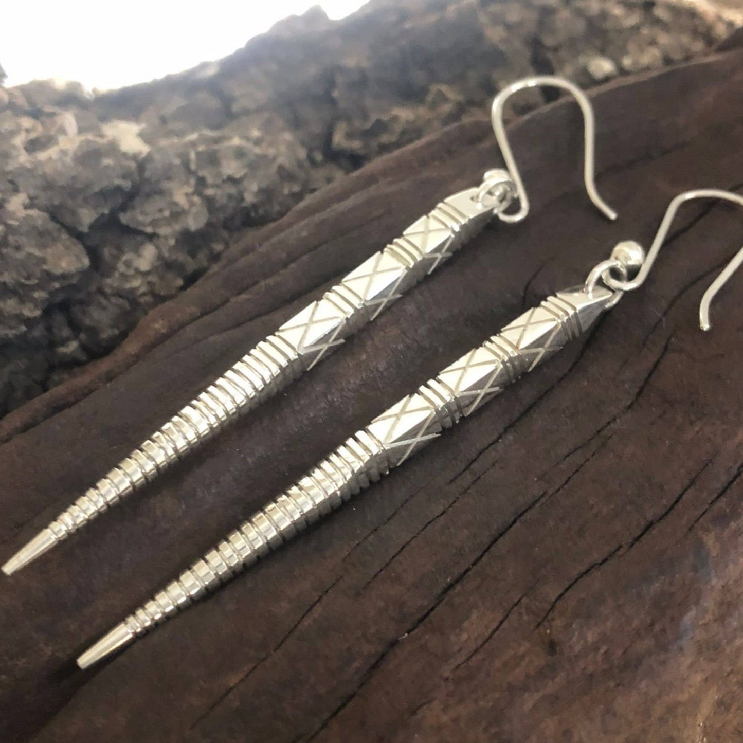 Ndebele Sterling Silver Spike Dangle Earrings Made in Zimbabwe
