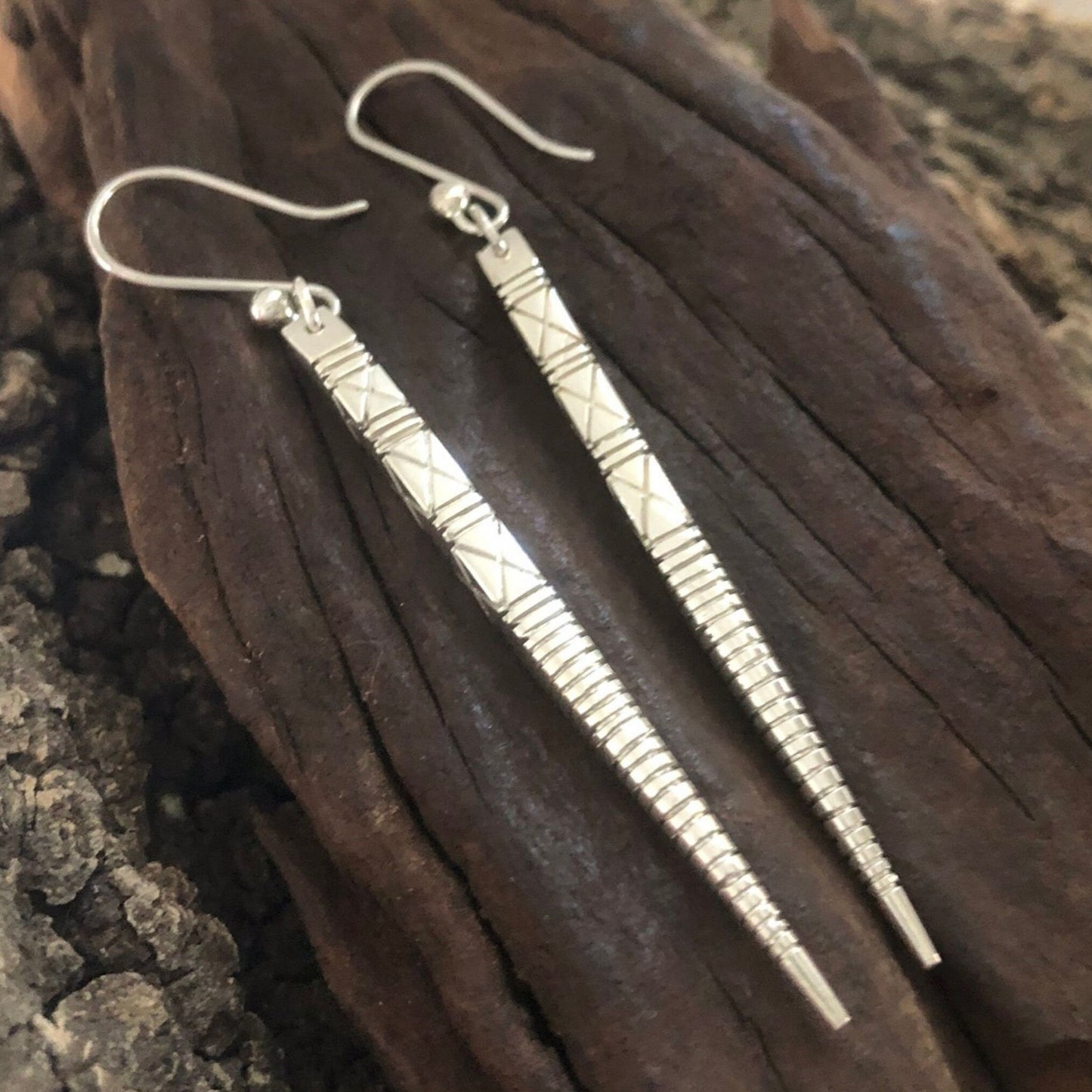 Ndebele Sterling Silver Spike Dangle Earrings Made in Zimbabwe