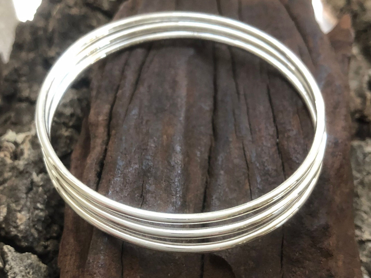Minimalist Sterling Silver African Bangle Set