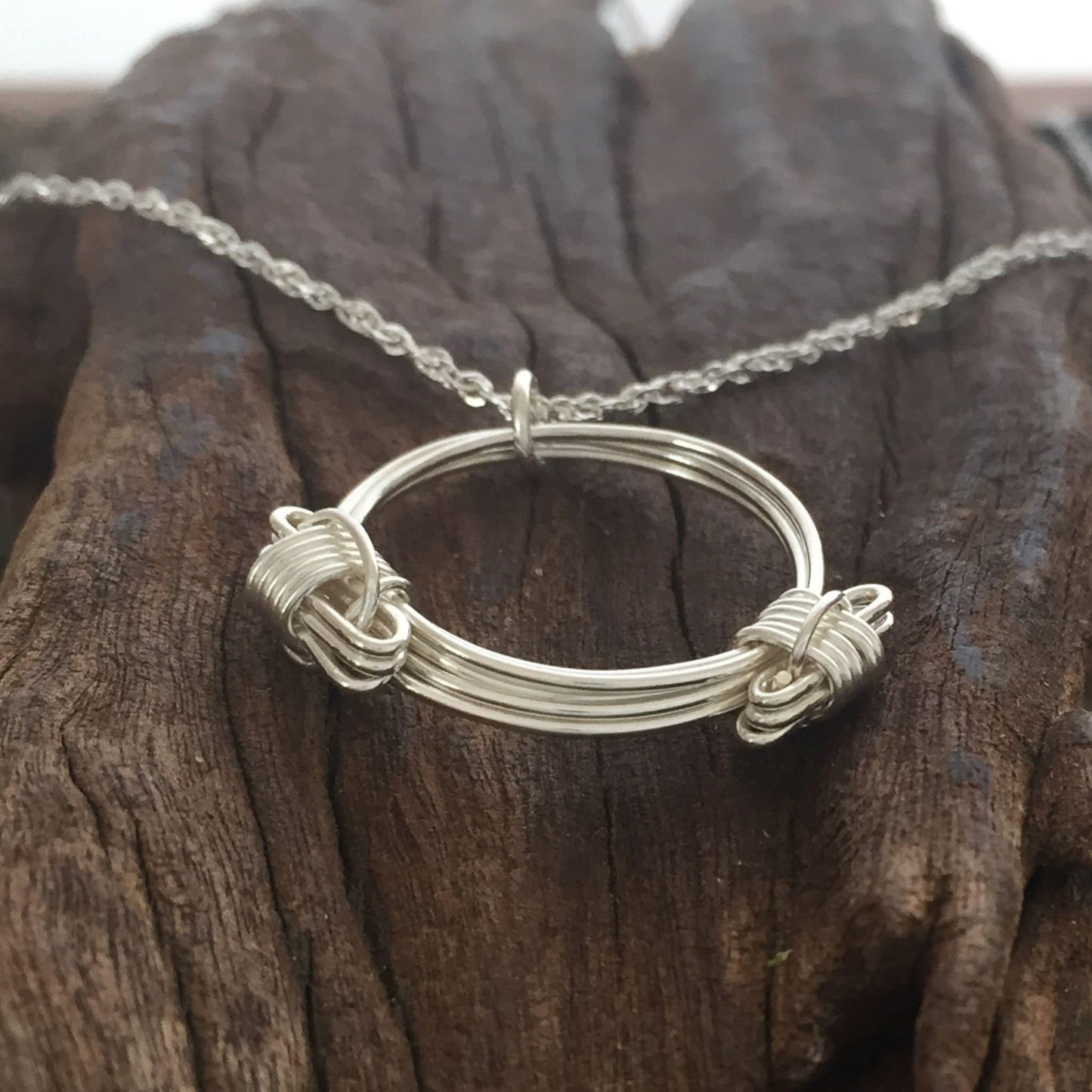 Sterling Silver Two Knot Elephant "Bangle" Necklace - Petite Version of the Ancient Elephant Hair Bangles made in Africa for millennia