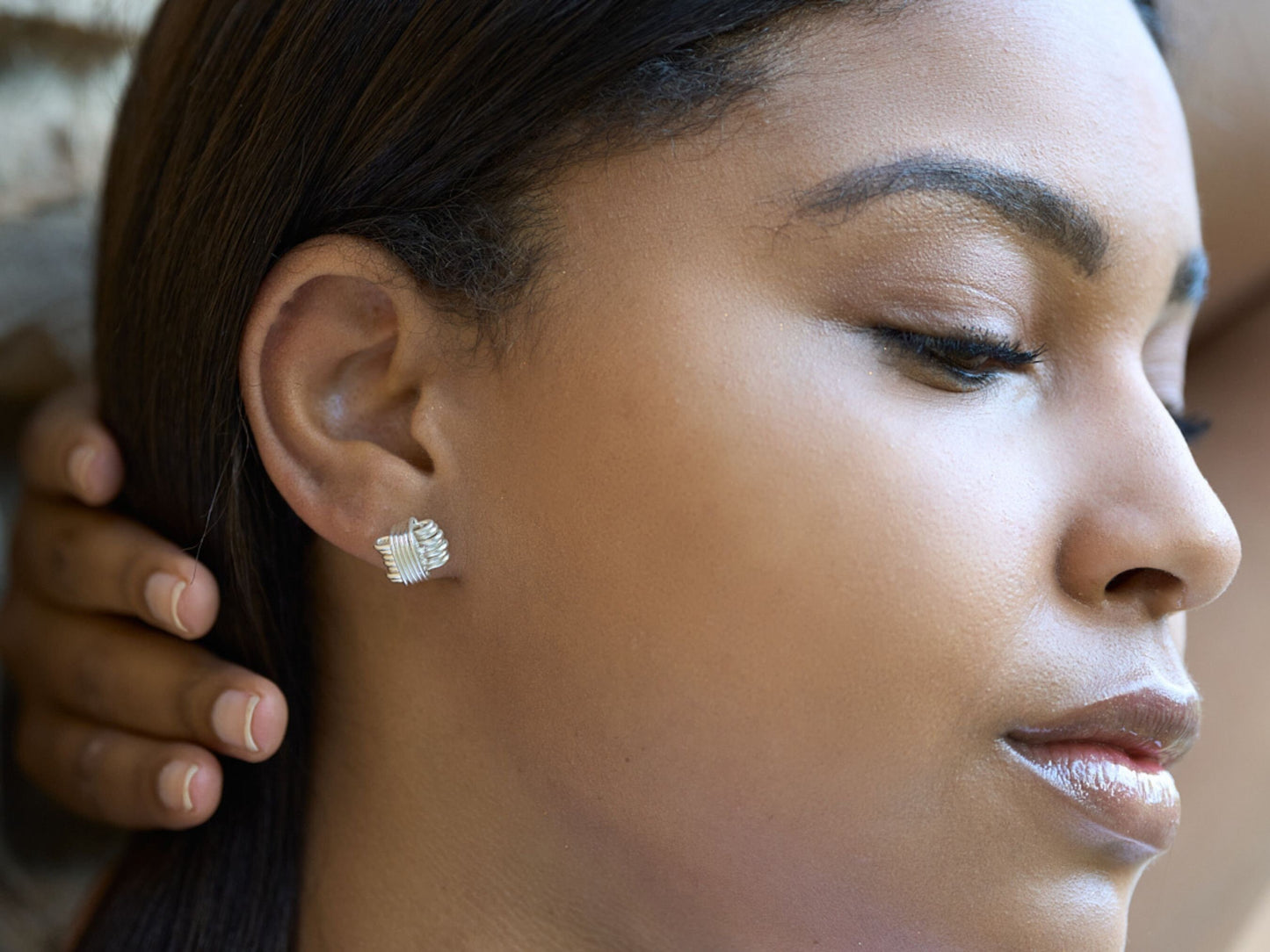 Sterling Silver Elephant Knot Stud Earrings Inspired by the traditional Elephant Hair Bangles