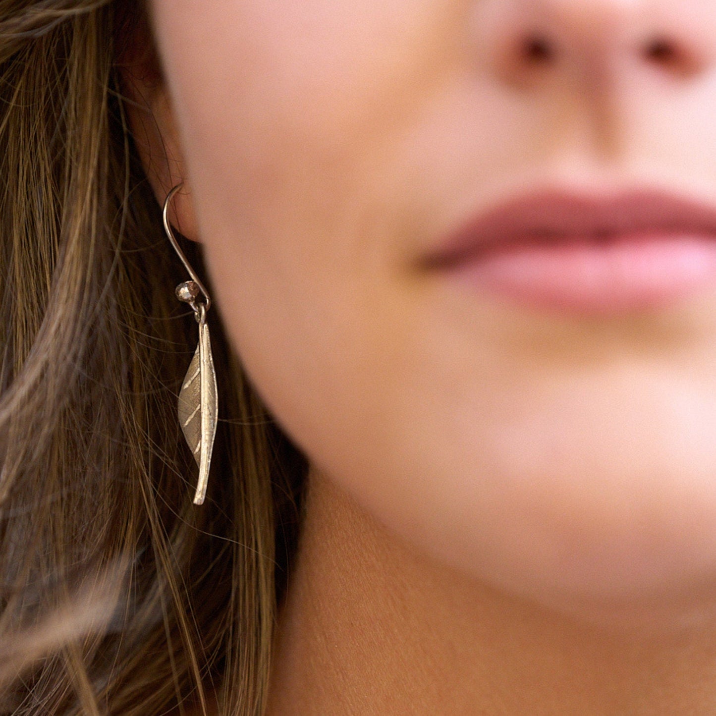 Sterling Silver Mini Leaf Earrings with French Hook