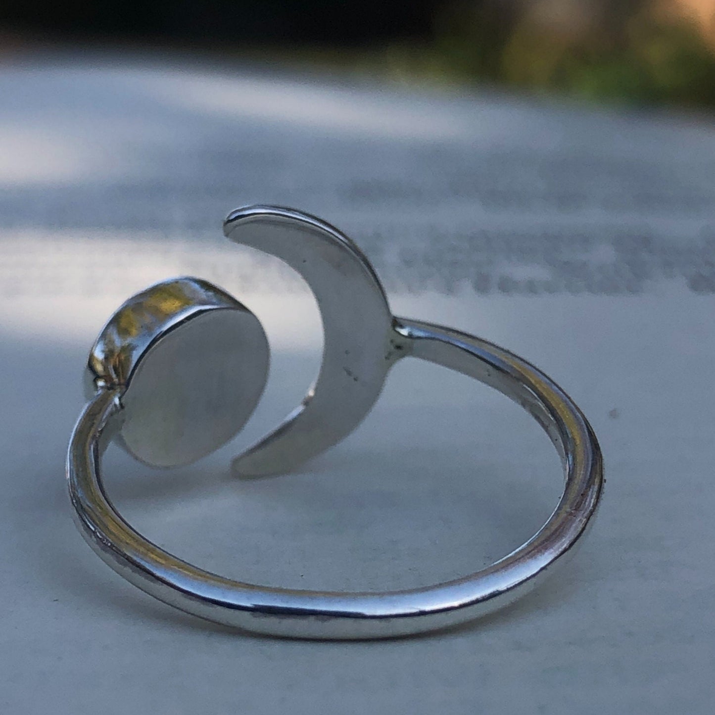 Sterling Silver Evil Eye Moon Ring