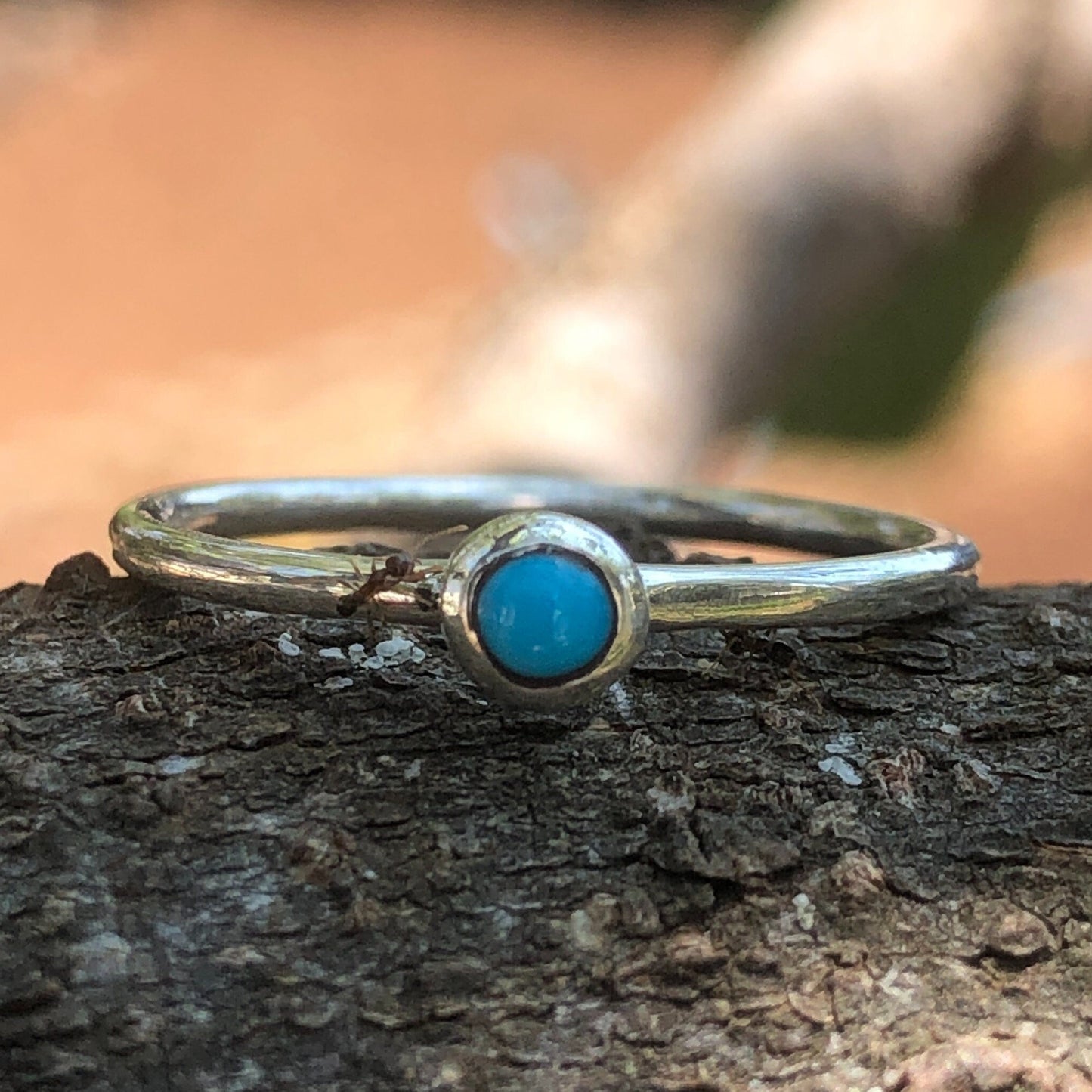 Sterling Silver Dainty Turquoise Stacking Ring