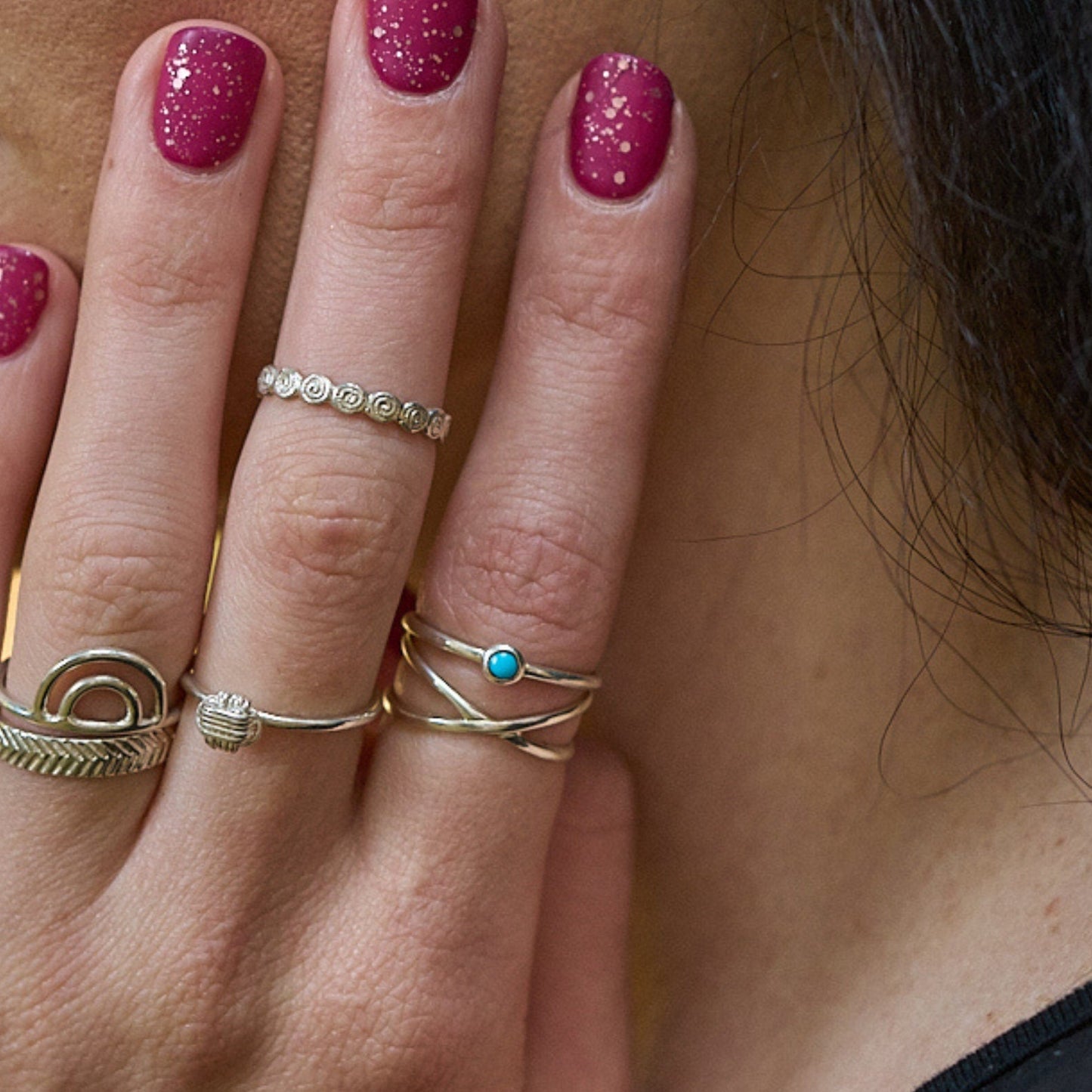 Sterling Silver Dainty Turquoise Stacking Ring