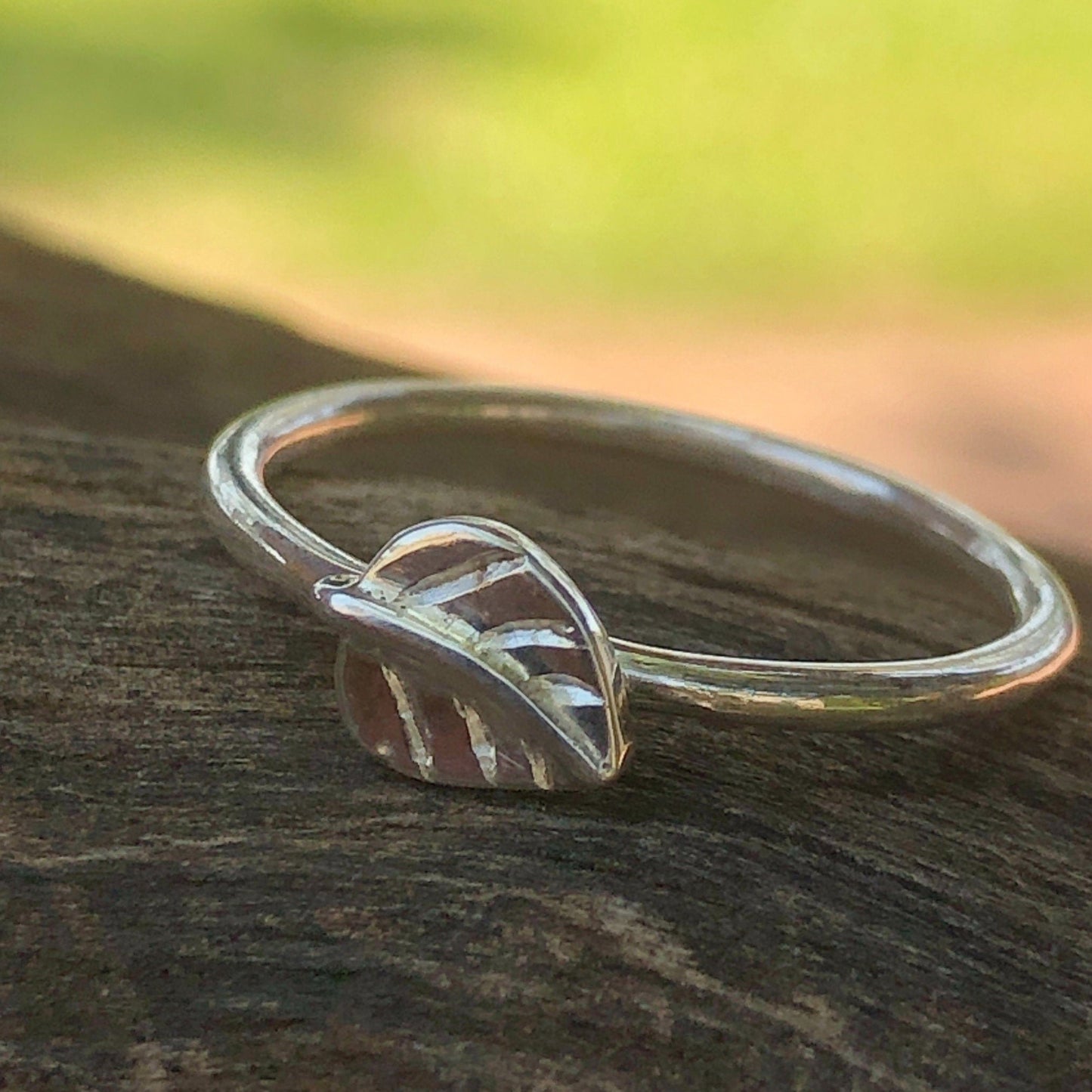 Sterling Silver Mini Leaf Stacking Ring