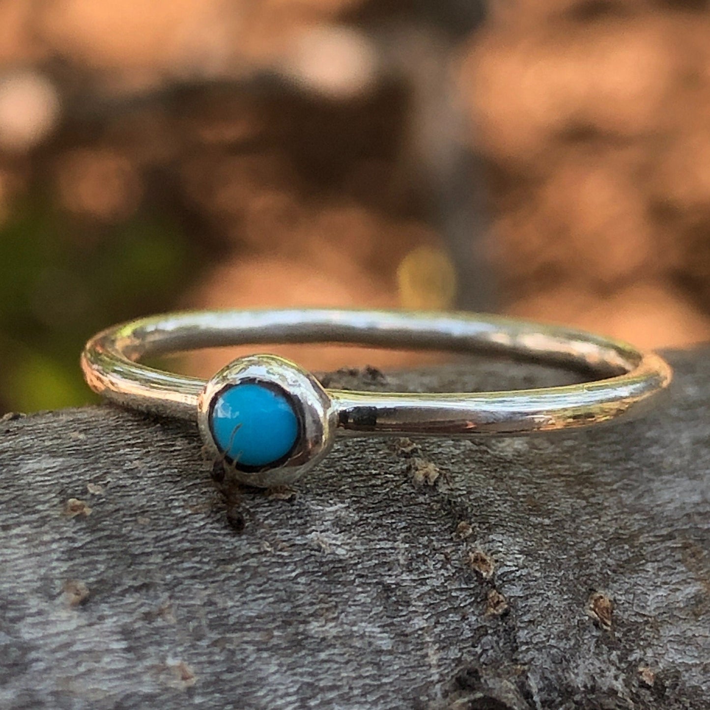 Sterling Silver Dainty Turquoise Stacking Ring