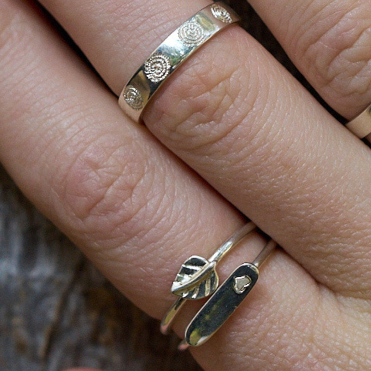 Sterling Silver Mini Leaf Stacking Ring