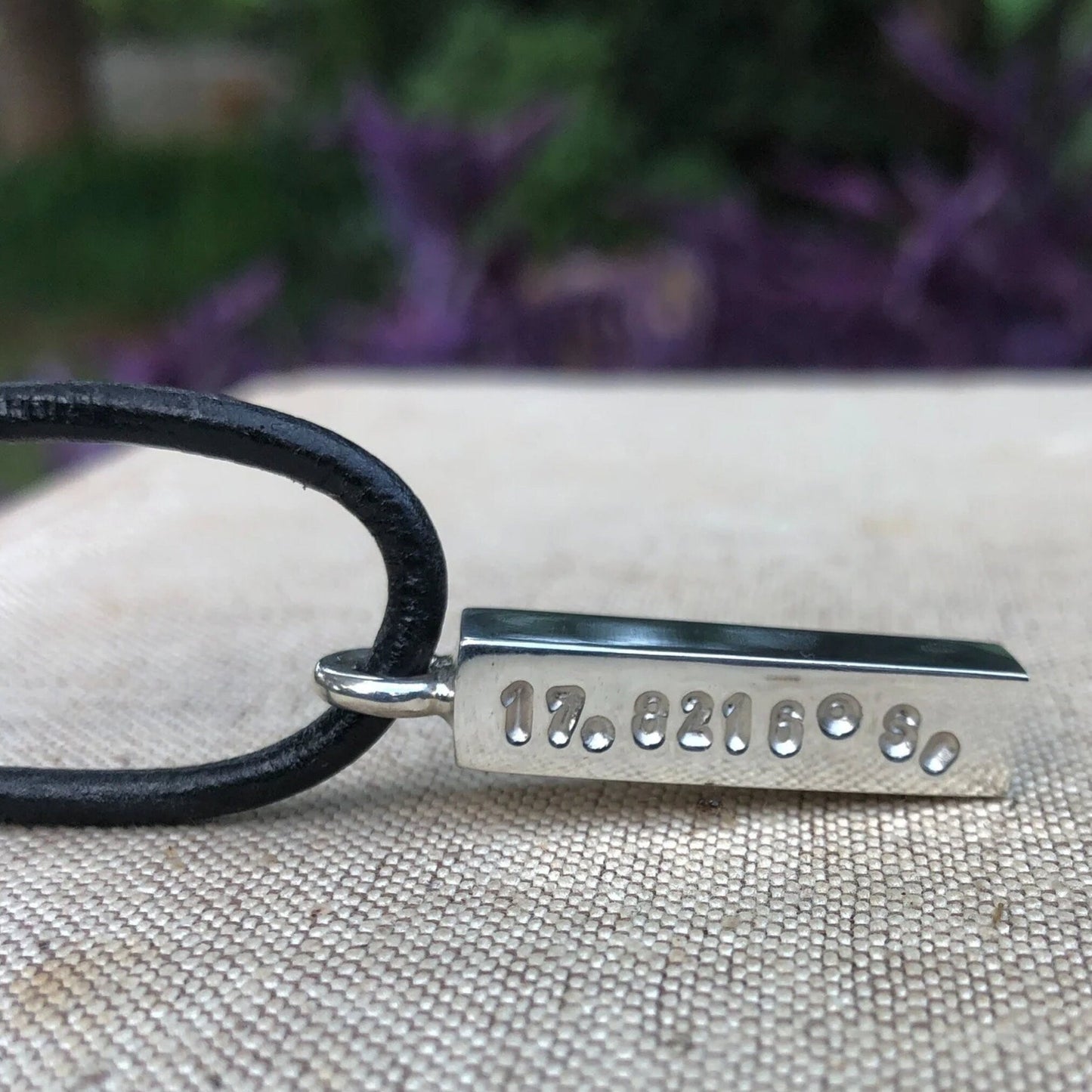 GPS Coordinates Chunky Sterling Silver Bar Pendant and Leather Cord Necklace, Customizable