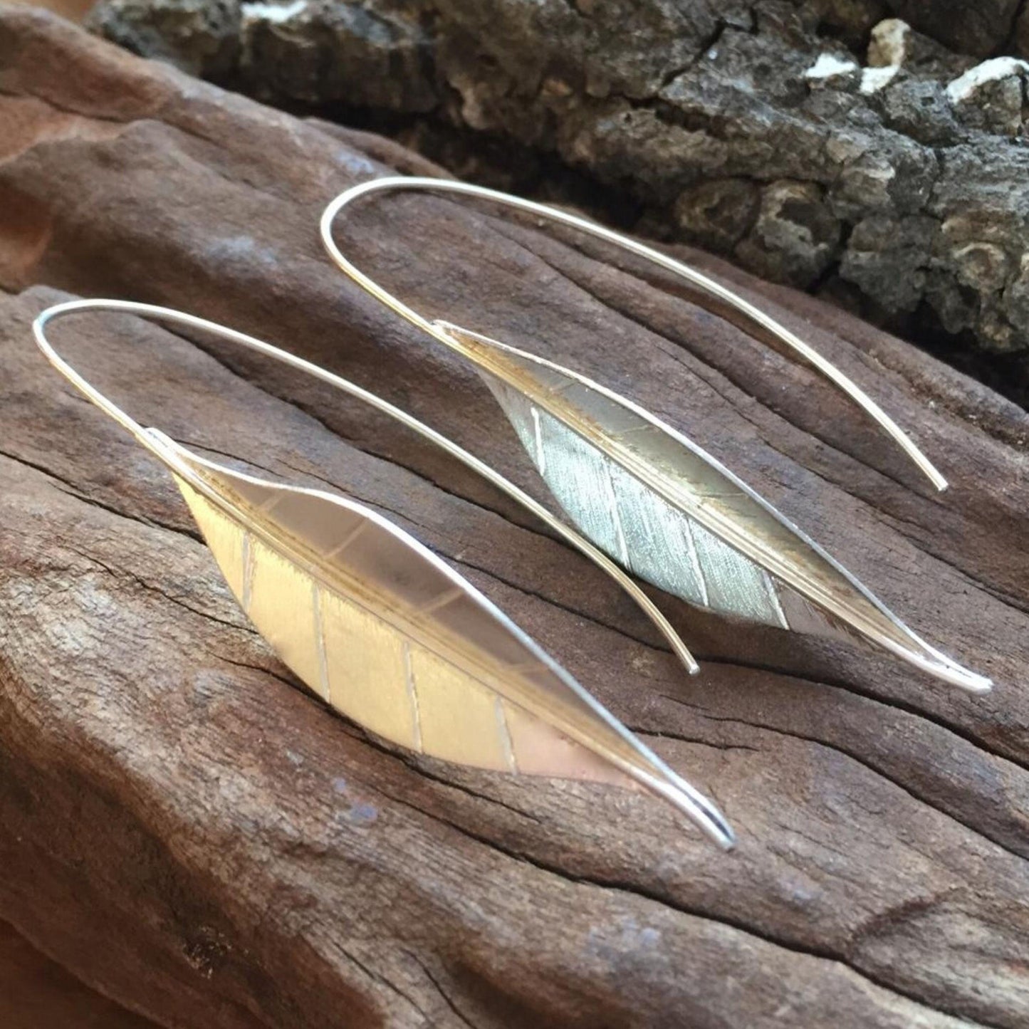 Sterling Silver Drop Leaf Earrings