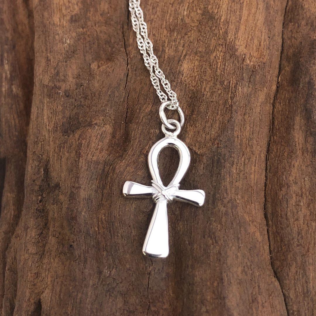 Silver Ankh Cross Necklace