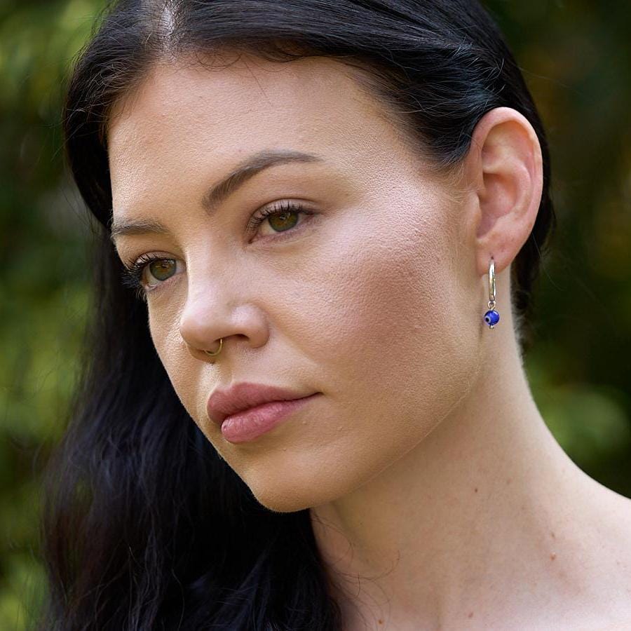 Sterling Silver Evil Eye Hoop Earrings