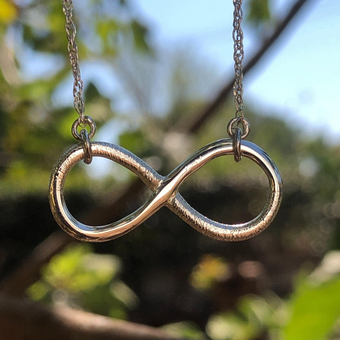 Sterling Silver Infinity Necklace - Half Brushed