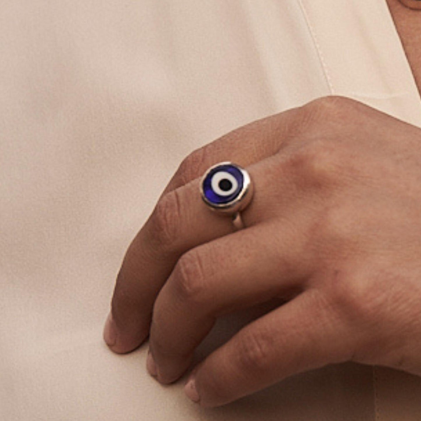 Sterling Silver Simple Evil Eye Ring