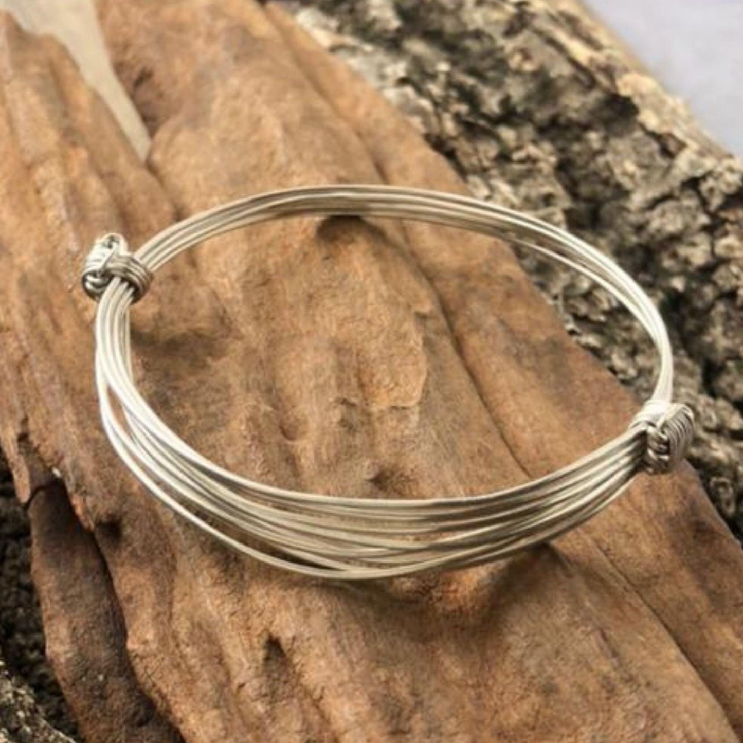 Two Knot Five Strand Silver Elephant Knot Bangle