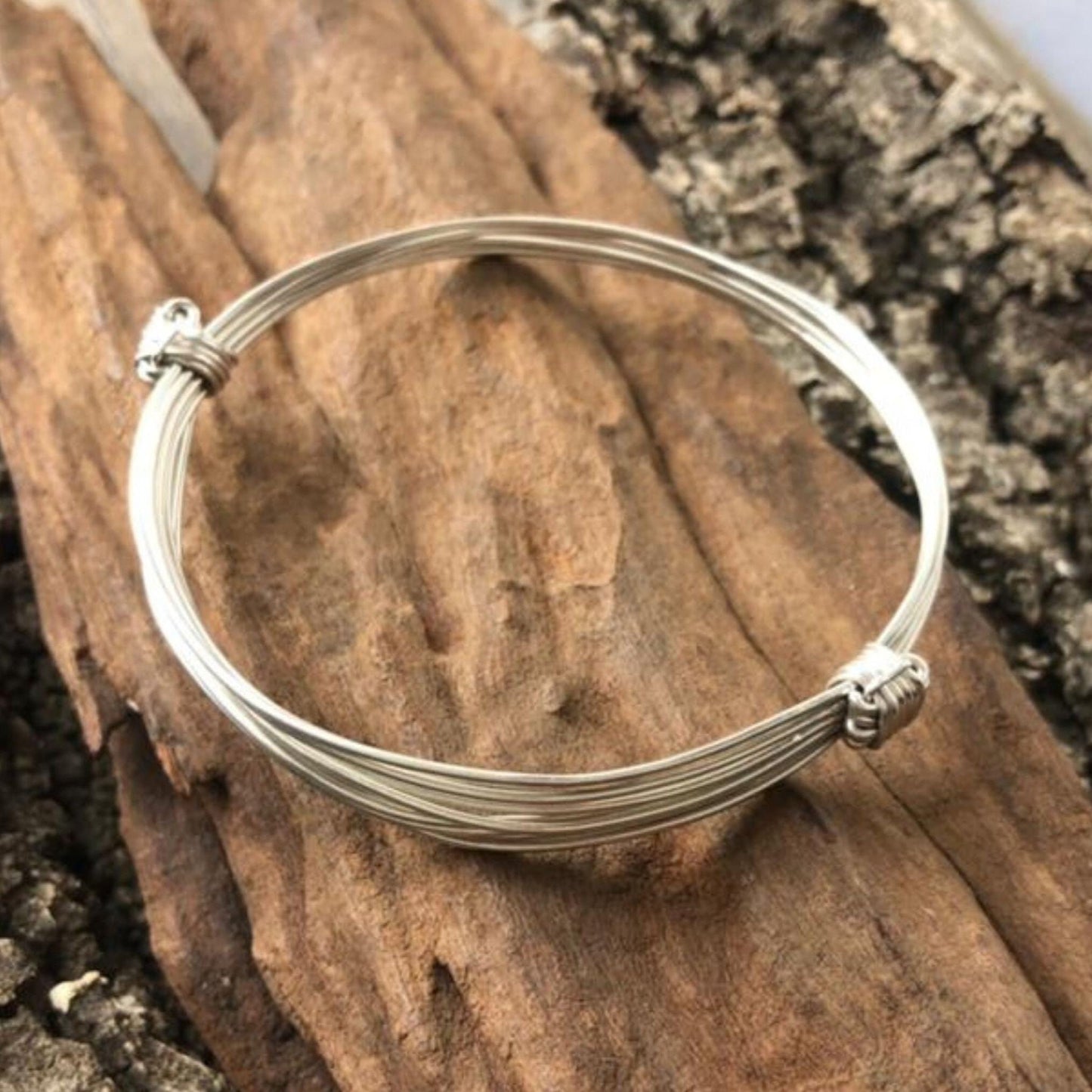 Two Knot Five Strand Silver Elephant Knot Bangle
