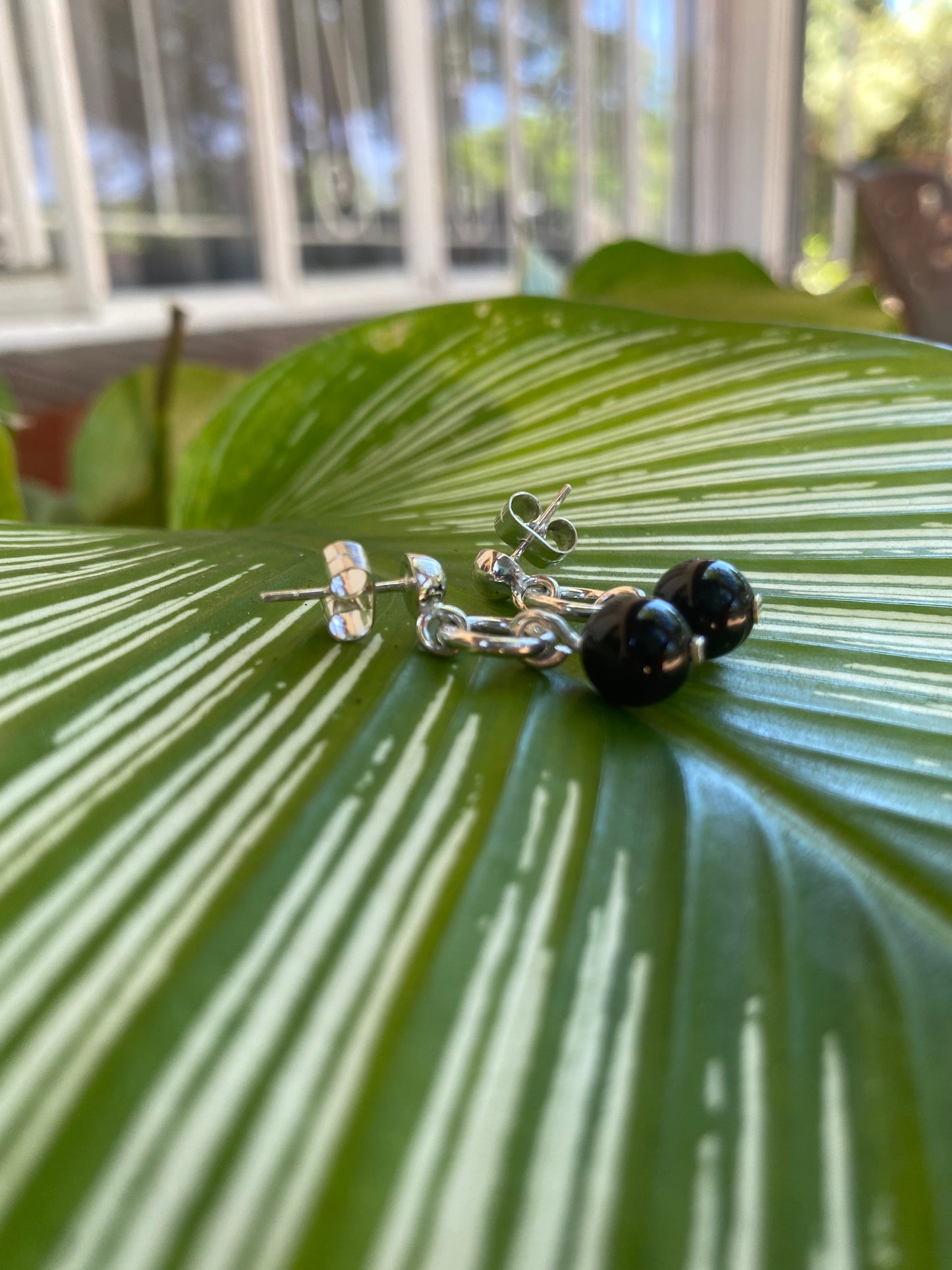 Classic Onyx and Silver Bead Earrings