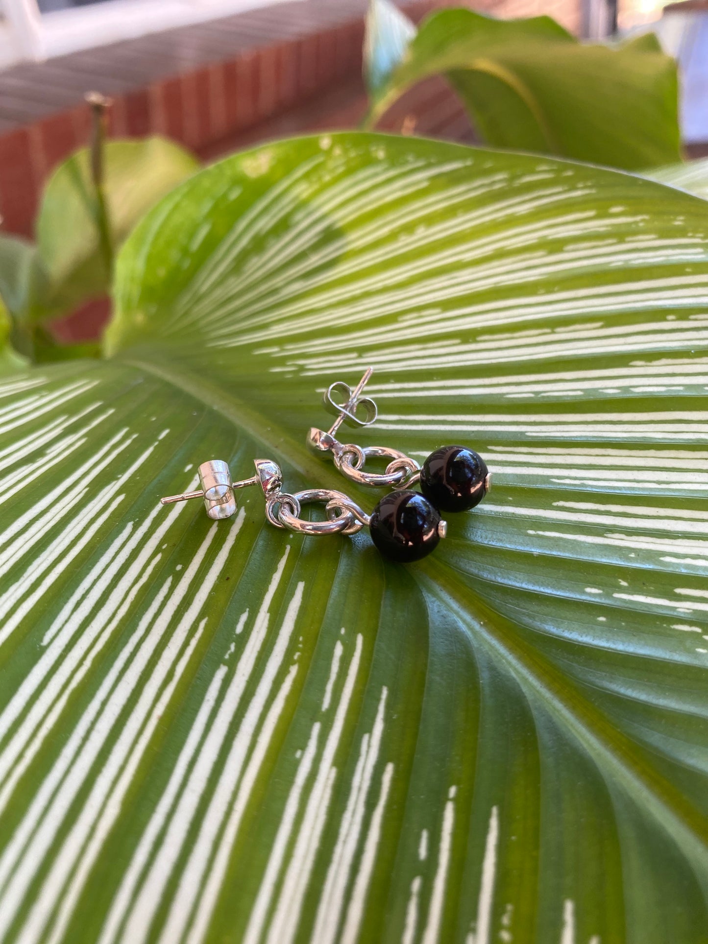 Classic Onyx and Silver Bead Earrings