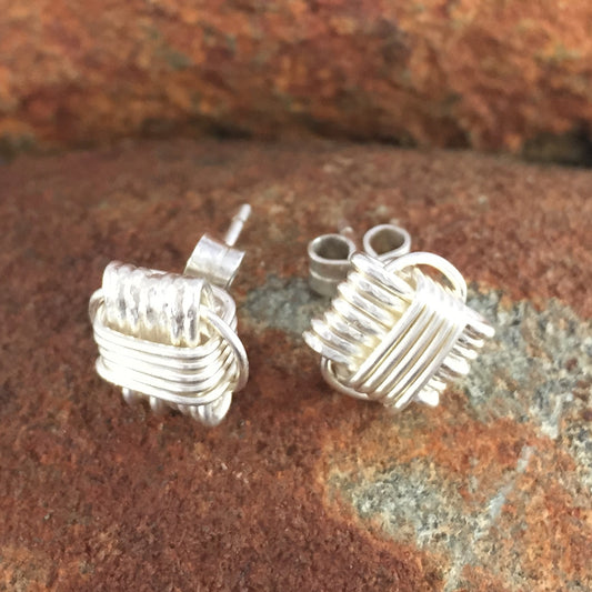 Sterling Silver Elephant Knot Stud Earrings Inspired by the traditional Elephant Hair Bangles