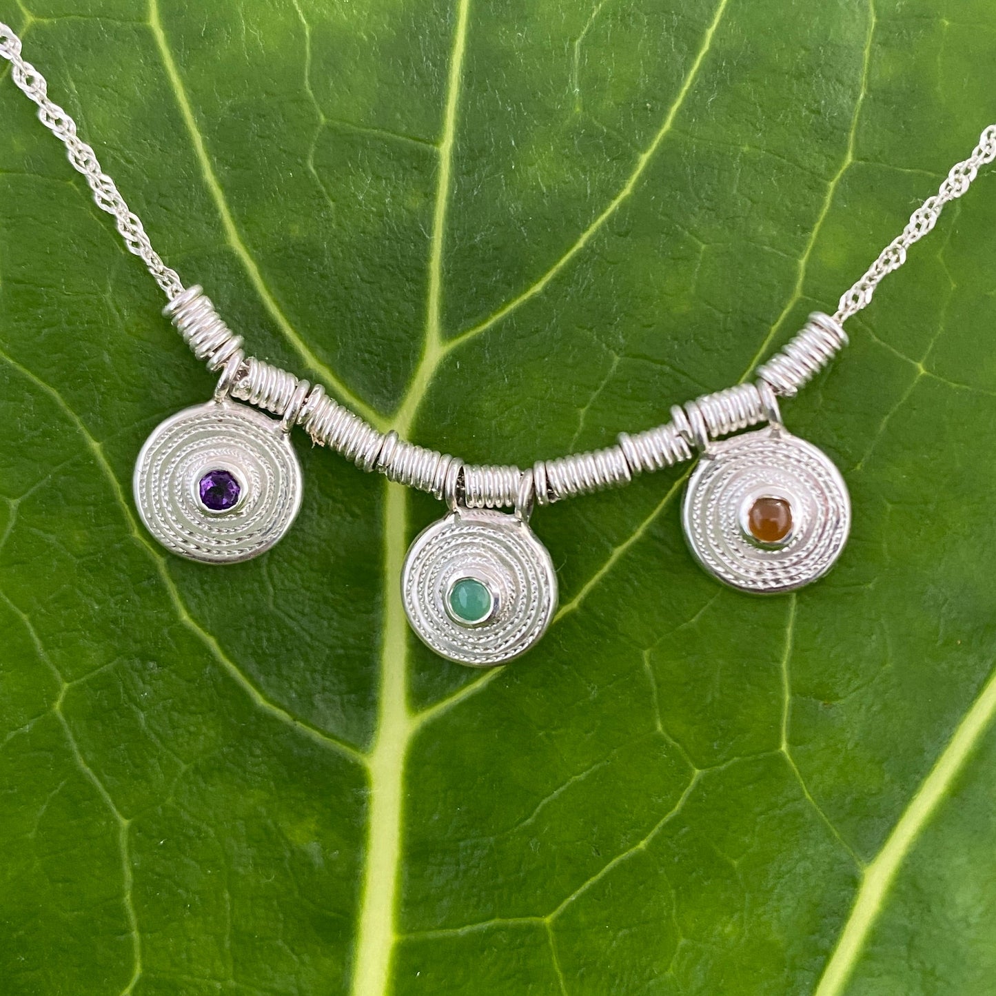 Ndoro Birthstone Necklace - Three Birthstones