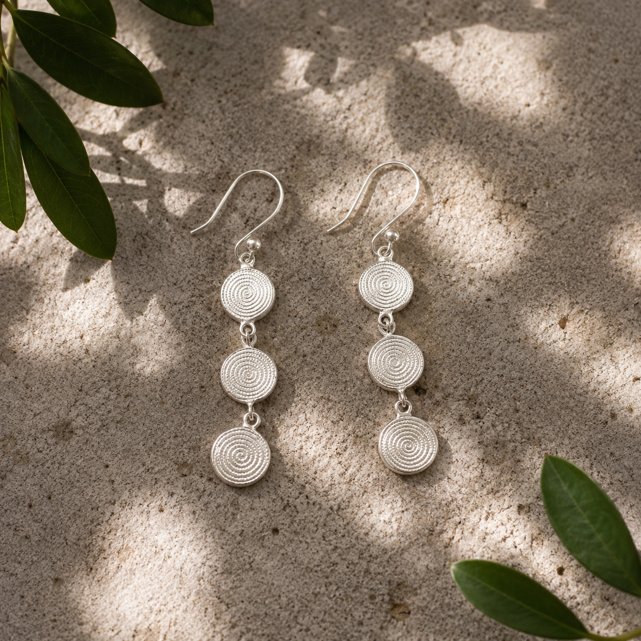 Sterling Silver Triple Ndoro Earrings