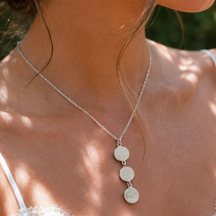Silver Ndoro Necklace with three hand engraved Ndoros