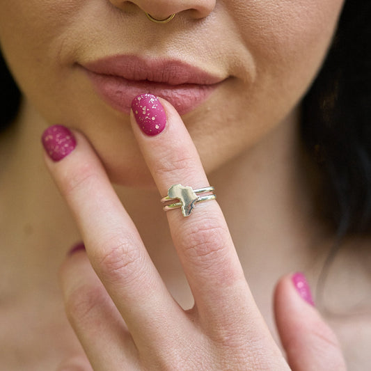 Sterling Silver African Map Ring