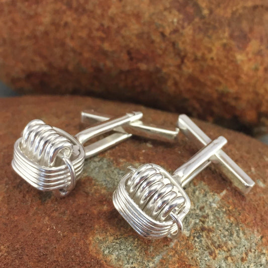 Sterling Silver Elephant Knot Cufflinks Based on the Ancient African Elephant Knot Bangle