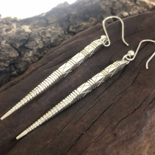 Ndebele Sterling Silver Spike Dangle Earrings Made in Zimbabwe