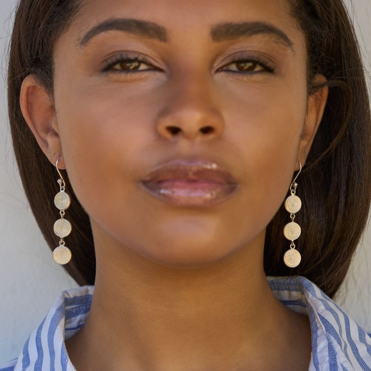 Sterling Silver Triple Ndoro Drop Earrings