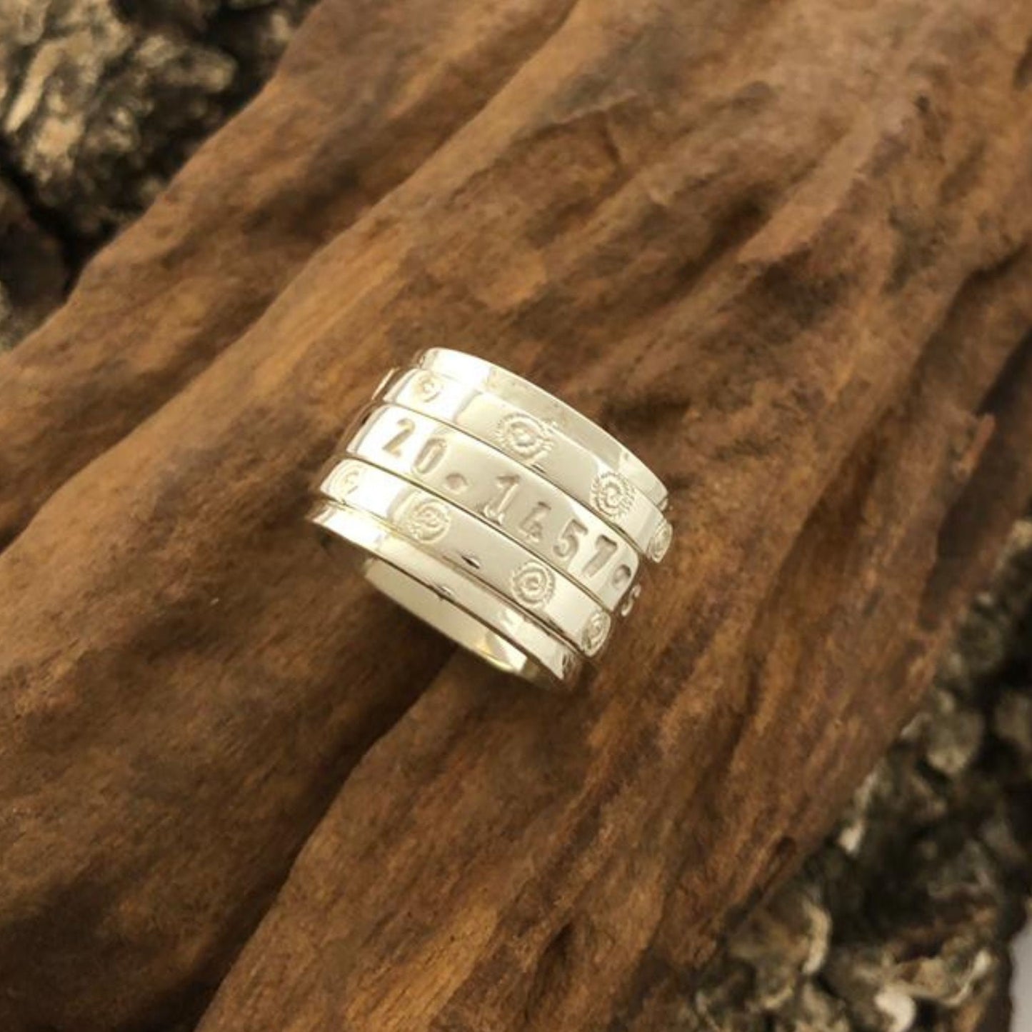 Take Me Home Ndoro GPS Spinner Ring Made in Sterling Silver , Hand Stamped GPS Coordinates, Coordinates Silver Ring