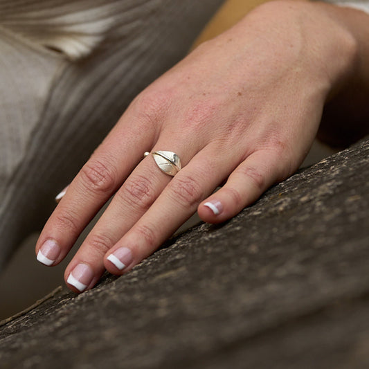 Sterling Silver Leaf Cuff Ring