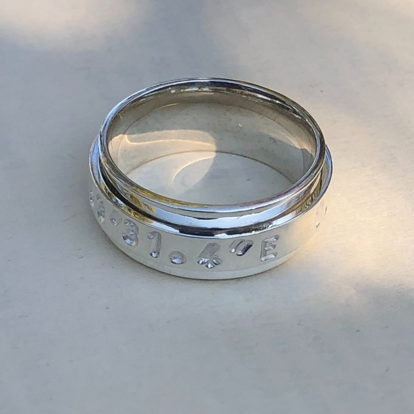 Sterling Silver GPS "Take Me Home" Spinner Ring, GPS Coordinates Ring, Location Spinner Ring