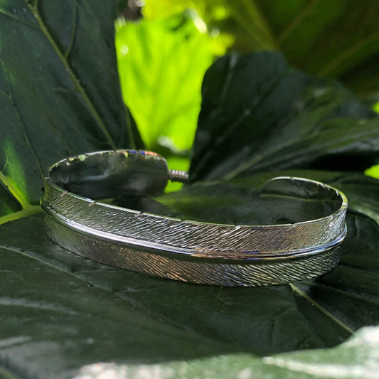 Sterling Silver Feather Cuff Bangle