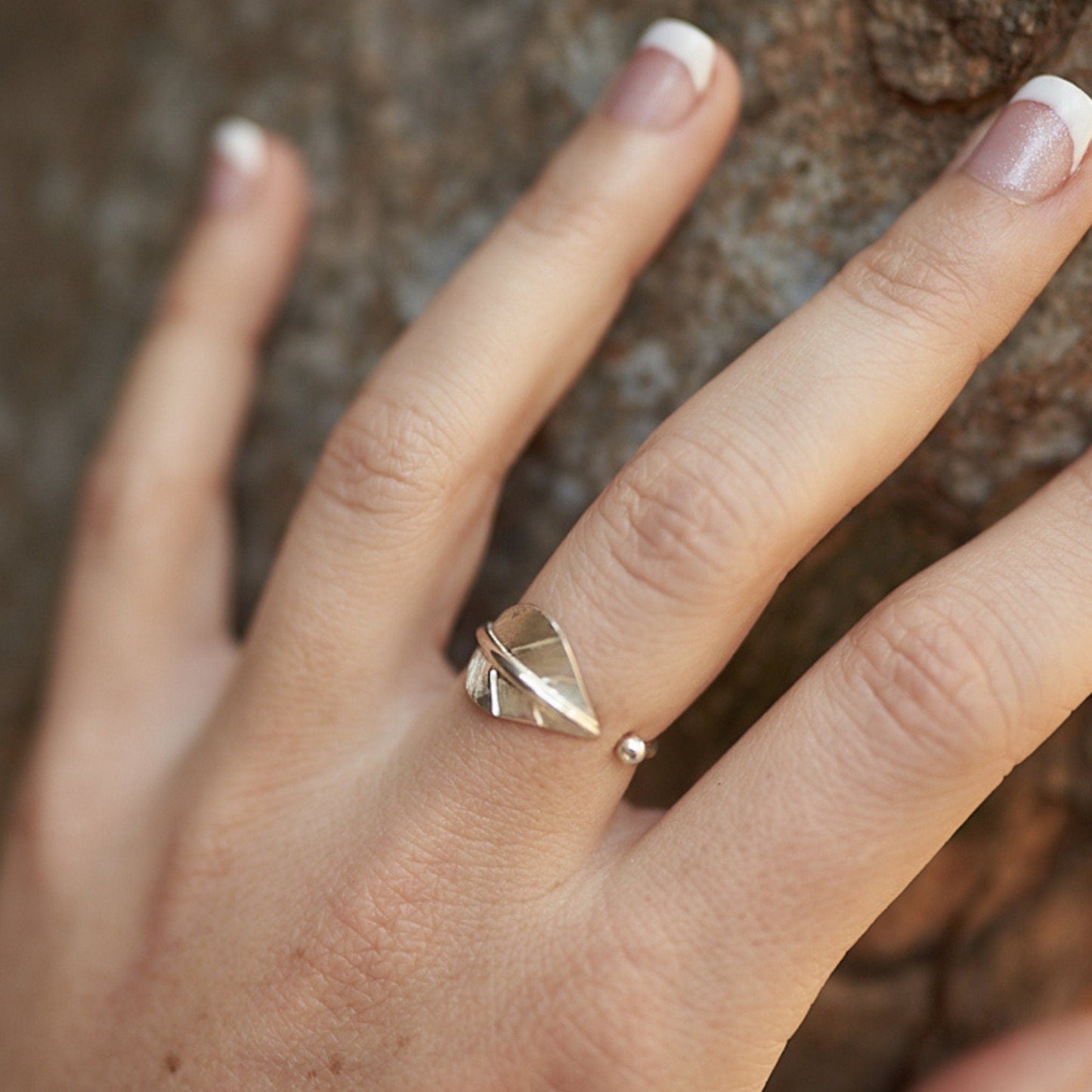 Sterling Silver Leaf Cuff Ring
