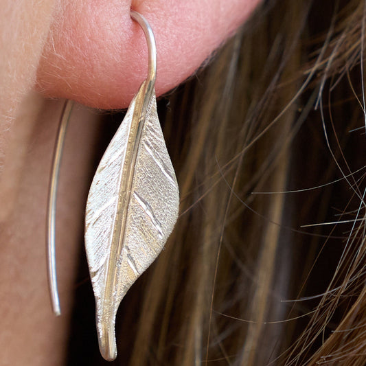 Sterling Silver Mini Leaf Earrings with a simple wire backing