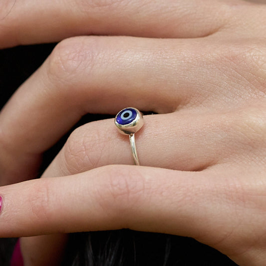 Sterling Silver Evil Eye Stacking Ring