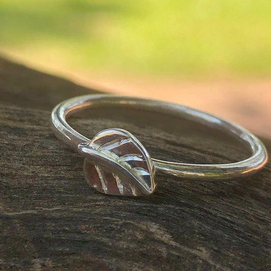 Sterling Silver Mini Leaf Stacking Ring