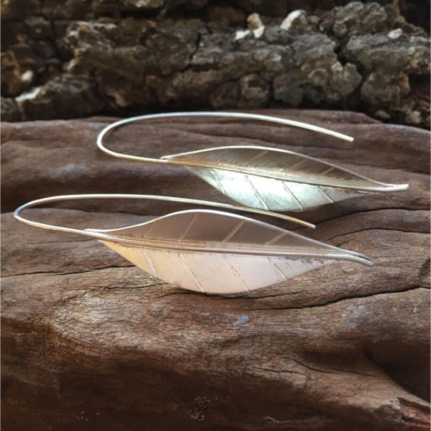 Sterling Silver Drop Leaf Earrings