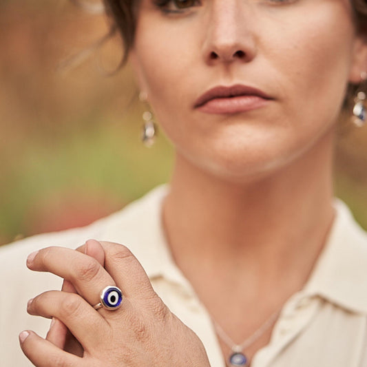 Sterling Silver Simple Evil Eye Ring