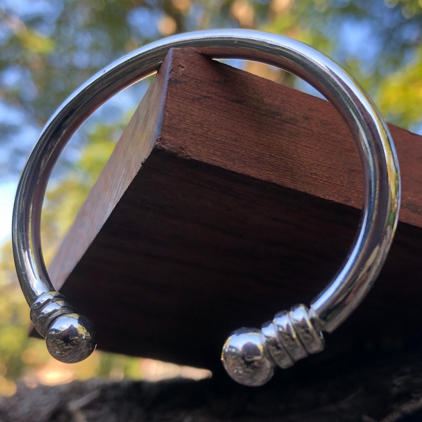 Sterling Silver Chunky Family Ring Cuff Bangle