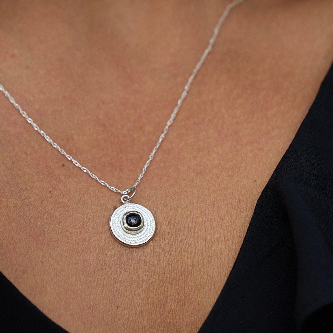 Sterling Silver Ndoro Onyx Necklace - 15mm