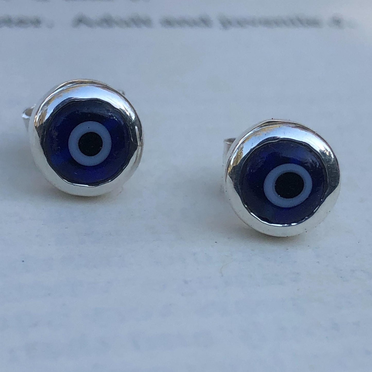 Sterling Silver Evil Eye Studs